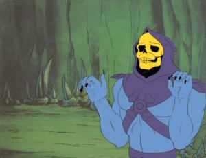 He-Man production cel featuring villain Skeletor.  From Animation Valley.  Click image for source, which has cels available for purchase.